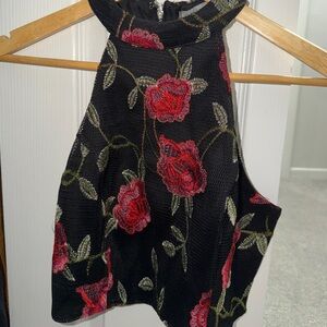 Charlotte Russe Halter Crop Top with Rose Details